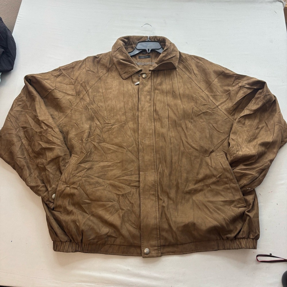 Claiborne Sueded Finish Bomber Jacket Mens 4XT Brown Full Zip Lightweight Coat